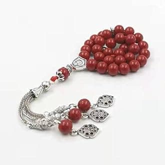 Tasbih red Stone Muslim Women Prayer Bead Islamic Rosary Eid Gift misbaha Turkish Jewelry (10mm x 66 Beads)