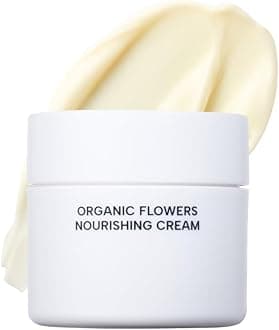 Organic Flowers Nourishing Cream, 95.2% Organic, Waterless Formula, Fermented Ingredient Formula for Deep Hydration & Skin Comfort, Moisturizing, Korean Skin Care (50ml)
