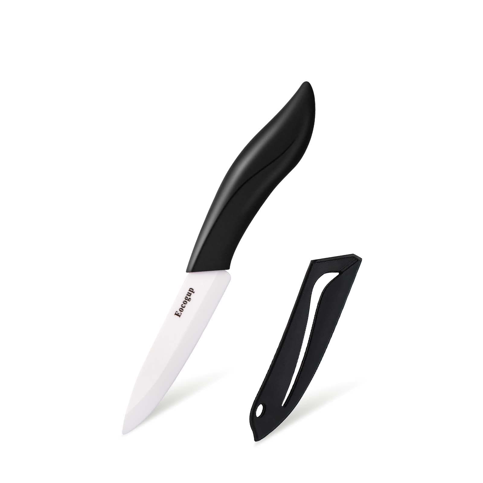 Paring Knife, Large Handle and Super Sharp Ceramic Knife Blade of 4 Inch,Rust Proof Stain Resistant,ABS Handle(Black).