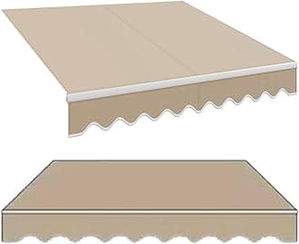 ILOOXI Retractable Patio Awning Fabric Replacement Top Cover, 12' X 10' Door Window Sunshade Shelter Canvas, Retractable Awning Shade Fabric (Fabric Only) Many Sizes(12x10ft/365x300cm)