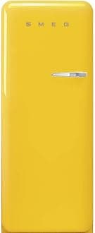 Smeg FAB28 50's Retro Style Aesthetic Top Freezer Refrigerator with 9.93 Cu Total Capacity, Multiflow Cooling System, Adjustable Glass Shelves 24-Inches, Yellow Left Hand Hinge Made In Italy