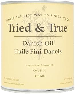 Tried & True Danish Oil, Pint - Pure Polymerized Linseed Oil Wood Finish, Ideal for Furniture, Rustic Pieces, & Priming Wood for Other Oil or epoxy-Based Products - Food Safe, Simple, Fast Curing