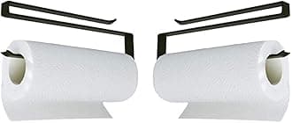 Dime Store Iron Paper Holder Towel Holder Underneath Cabinet Rack Holder Over The Door Kitchen Roll Holder Toilet Paper Roll Holder Over The Cabinet (Set of 2, Black)
