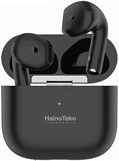 HainoTekoGermany AIR6 True Wireless Stereo Earbuds with Multi Functional Touch Control HD Clear Microphone High Bass Sound Quality and Charging Case for Android mobiles, Tablets and iphones (Black)