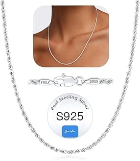 2mm Rope Chain 18k Gold Plated 925 Sterling Silver Chain Necklace for Women, Sturdy & Comfortable Women's Chain Necklaces, 16 18 20 22 24 26 Inch