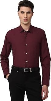 Peter England Men's Everday Regular Fit Solid Shirt | Cotton Rich | 5-Pin Pocketing
