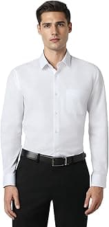 Peter England Men's Premium Solid Herringbone Regular Fit Full Sleeve Formal Shirt | Wonder Fabric | Cotton Rich