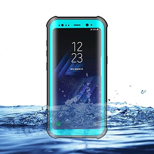 Eazewell Durable Ultra Slim 100% Waterproof Case Shockproof Dustproof Snowproof Hard Shell Underwater Protective Box Rugged Cover with Kickstand for Samsung Galaxy S8+ Plus SM-G955 (Cyan)