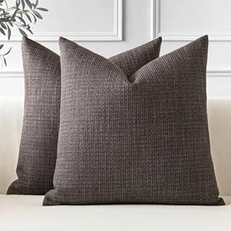 JOTOM Set of 2 Cushion Covers 45x45 cm Linen Dark Brown Decorative Throw Pillow Covers 18x18 Inch Square Cushion Case Home Decor Pillowcases for Couch Sofa Living Room Bed (Dark Brown)