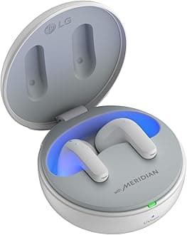 LG TONE Free DT80Q In-Ear Bluetooth Headphones with Dolby Atmos Sound, Meridian Technology, ANC (Active Noise Cancellation), UVnano & IPX4 Splash Protection - White