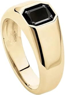 10K 14K 18K Gold Men's 2 Carat Emerald Cut Gemstone Ring Custom Gemstone Birthstone Pinky Ring for Men Jewelry Gift for Him