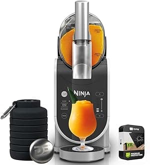 Ninja FS300 SLUSHi 72oz. Frozen Drink & Slushie Machine (Renewed) Bundle with Deco Essentials Collapsable Water Bottle BPA Free 24oz Gray/Stainless and 1 YR CPS Enhanced Protection Pack