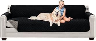 Sofa Shield Patented Couch Slip Cover, Large Cushion Protector, Reversible Stain and Dog Tear Resistant Slipcover, Quilted Microfiber 88” Seat, Washable Covers for Dogs Pets Kids, Black Gray