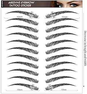Eyebrow Tattoo 88 Pairs! Newly Improved 4D Tattoo Eyebrow,Popular Black Fake Eyebrows,Realistic Eyebrow Transfers Sticker,Suitable Sizes,Waterproof and Long-Lasting 3-5 Days Christmas Gift