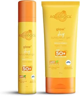 Glow+ Dewy Sunscreen SPF 50 PA++++ with Papaya & Vitamin C | For Oily, Combination & Dry Skin Type | UVA/B & Blue Light Protection | Fragrance-Free | For Men & Women | 50g + 80g