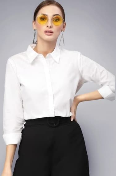 Style Quotient Women Solid Polycotton Regular Formal Shirt