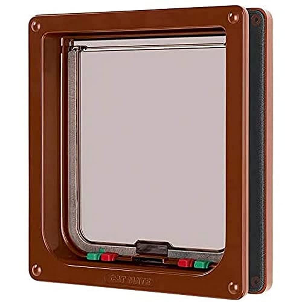 Cat Mate 4-Way-Locking Large Cat Flap (221) - Secure Lockable Door for Large Cats and Small Dogs, Easy to Install and Use, for UPVC/Metal, Wall and Wood, Brown
