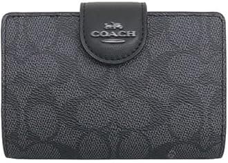 [My Organyee] Women's Wallet Mail Order L-Shaped Shoulder Bifold Wallet Medium Corner Zip Wallet Signature Canvas Outlet, Charcoal × Black