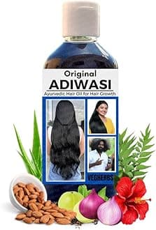 Original Karnataka Adiwasi Hair Oil | Ayurvedic Hairs Growth Adiwasi Herbal Kesh tel with Onion, Rosemary, Castor, Amla, Almond, Coconut, Brahmi & Bhringraj Oil | 100ml Adiwashi-DS9