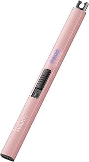 Electric Lighter Candle Lighter Windproof Flameless USB Rechargeable Plasma Arc Long Lighter for Grill Firework Kitchen Camping (Rose Gold)