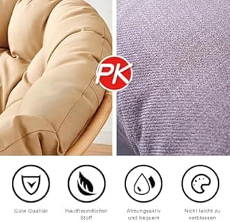 Garden Round Papasan Chair Cushion | Water Resistant Indoor Outdoor Hammock Rattan Swing Seat Pad | Comfy Tufted Patio Furniture Cushions | Hanging Egg Chair Pads