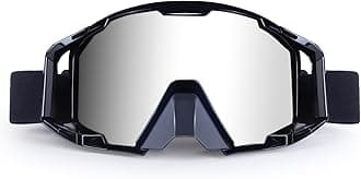 Motorcycle Goggles, ATV Dirtbike Eyewear - Anti-Fog, UV400 Polarized Motocross & Off-Road Riding - Durable MX Goggles for Youth Men & Women (Black Frame & Silver Lens)