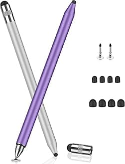 MEKO 3 in 1 Stylus Pen for Touch Screens, High Sensitivity & Precision Capacitive Stylus Pen for Android Tablet/Apple iPad iPhone Tablets/Universal Touchscreen Devices (Purple)