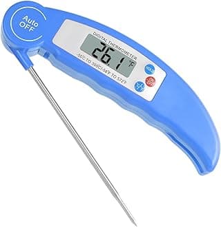 Flintronic Digital Instant Read Meat Thermometer, High Accuracy Foldable Long Probe Food Cooking Thermometer with °F/°C, Auto On/Off, Blue