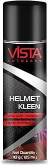 Vista Auto Care Helmet Kleen 125 ml | Helmet Cleaner Spray That Removes Dirt, Silver-Based Antibacterial Disinfectant Foam Spray For Helmet Interior | Safe For Hair & Skin, Odor Eliminator | Pack of 1