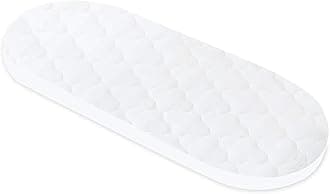 Moses Basket Mattress Protector - Waterproof Pram Mattress protector (77x30cm), Quilted Mattress Cover (COVER ONLY), Ultra Soft, White