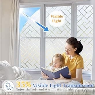 Coavas Non-Adhesive Frosted Glass Window Film & Window Privacy Film for Home & Office - Heat Control, UV & Sun Blocking, Easy DIY Installation, 23.6"x157.5" (Frosted Decal, Bathroom/Bedroom)