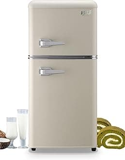 - 3.5 Cu.Ft Refrigerator with Freezer 2 Door Energy Saving Top-Freezer Compact Refrigerator with 7 Level Adjustable Thermostat Control White