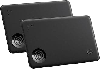 Tile by Life360 Slim - Wallet Finder, Bluetooth Tracker and Item Locator for Luggage Tags, Passports and More, Both iOS and Android Compatible, Phone Finder, Pack of 2 (Black)