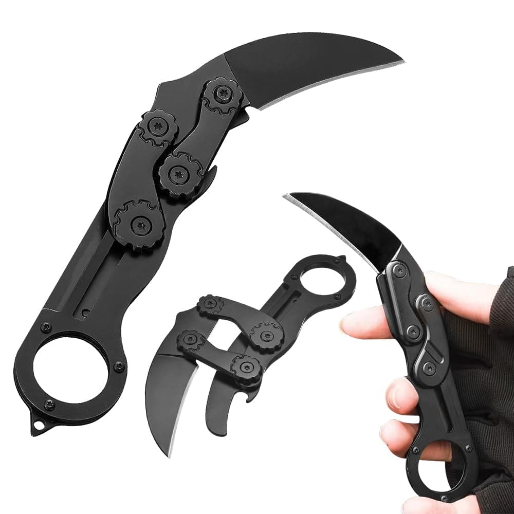 Jungle Survival Multi-Function Tool, Retractable Camping Multitool with Bottle Opener and Glass Breaker, Survival Gear Pocket Tool for Outdoor Camping Hiking, Black