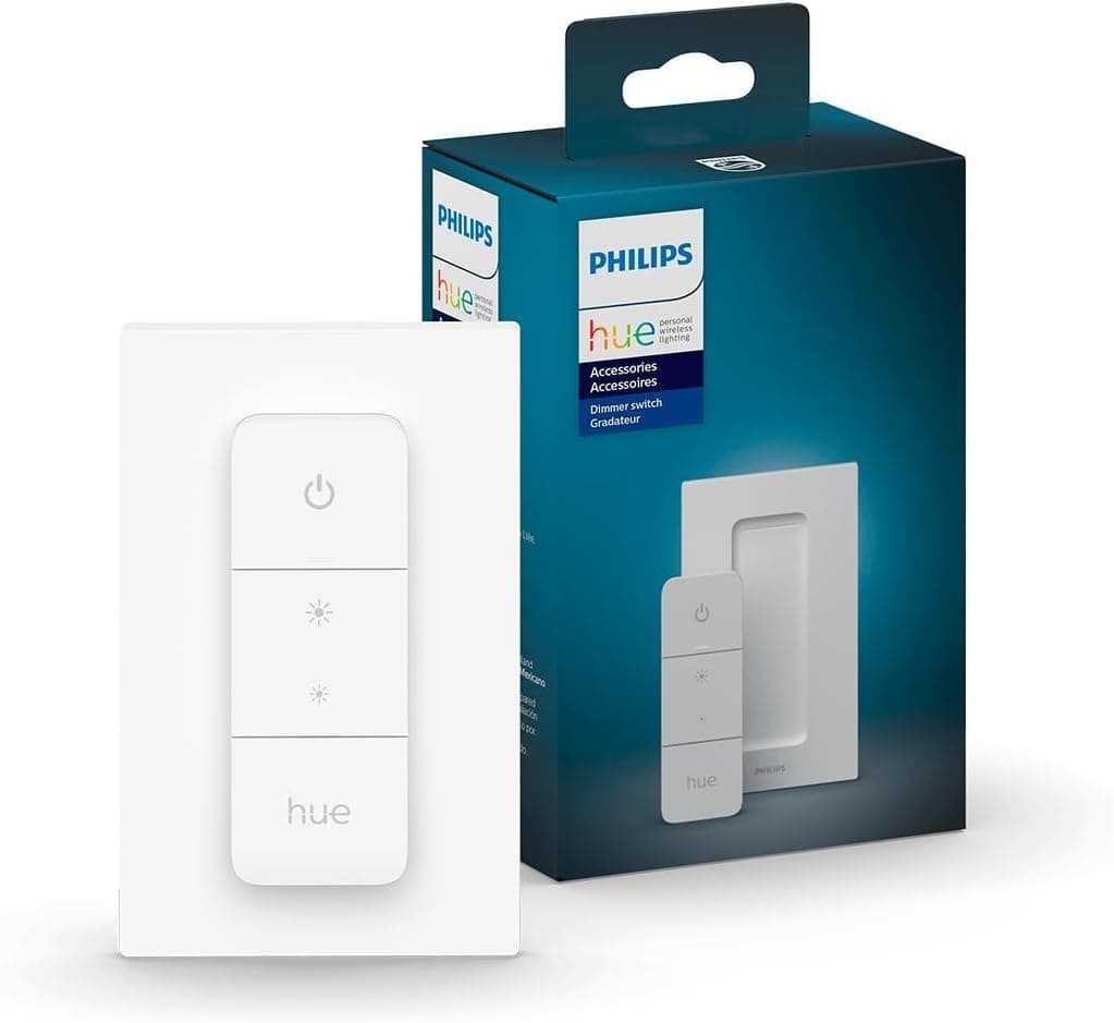 Philips Hue v2 Smart Dimmer Switch and Remote, Installation-Free, Smart Home, Exclusively for Philips Hue Smart Lights (2021 Version), White