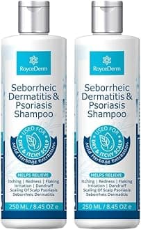 Roycederm Seborrheic Dermatitis & Psoriasis Shampoo for Dandruff - Helps Relieve Itching, Flaking & Scaling, Dry Itchy Scalp - 2 Pack