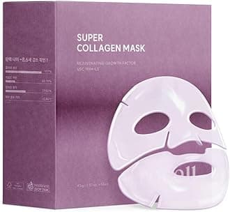 AROCELL Super Collagen Mask 12 Facial Sheet 5,000,000ppb Overnight Dual Matrix Hydrogel Masks with Low Molecular Weight Collagen for Elasticity Hydrating Anti-Aging Cooling Korean Skincare, 43g x 12ea