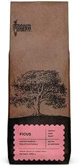 Black Baza Coffee, Ficus, Medium-Dark Roast, Freshly Roasted, Organic, Blend of Arabica & Robusta (Whole Beans, 500 grams)