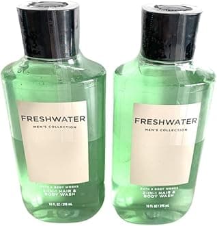 Bath and Body Works Men's Collection Freshwater 2 in 1 Hair and Body Wash 10 Oz. 2 Set.