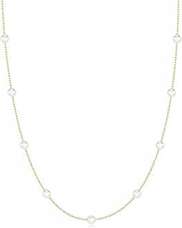Tewiky Pearl Necklaces for Women, Dainty Gold Necklace 14k Gold Plated Single Pearl Necklace Simple Pearl Choker Necklaces for Women Trendy Cute Gold Necklace Jewelry for Women