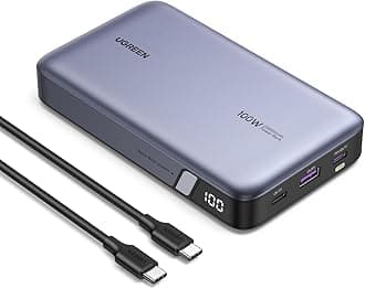 UGREEN PB720 100 W Power Bank Compatible with PD and PPS 2.0 20,000 mAh, High Capacity, 3 Ports, USB-C x 2, USB-A x 1, Pass-Through Function, Low Current Mode, Supports 65W Input Rapid Charging,
