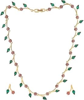 Estele Gold Plated Exquisite Crystal Necklace Set for Women Suitable for All Occasions Gift for Wedding, Engagement, Anniversary, and Birthday