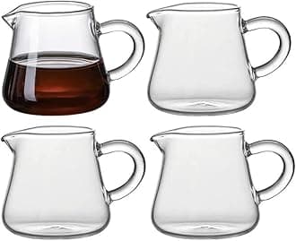123Arts 4pcs Mini Glass Pitchers, 2oz Creamer and Milk Jugs, Sauce Serving Containers
