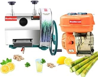 By MASTER MACHINES Stainless Steel Manual Sugar Cane Juice Machine With Petrol Engine | Hand Sugar Cane Juicer, Sugarcane Squeezer For Commercial Use - 1 Year Warranty