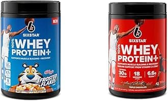 Six Star Whey Protein Powder Kellogg’s Frosted Flakes Flavor & Triple Chocolate | Muscle Building & Recovery Plus Immune Support | 30g Protein | Men & Women