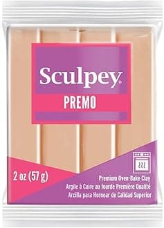 Polyform Sculpey Premo™ Polymer Oven-Bake Clay, Beige, Non Toxic, 2 oz. bar, Great for jewelry making, holiday, DIY, mixed media and home décor projects. Premium clay perfect for clayers and artists.