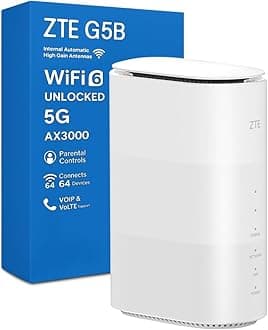 ZTE G5B AX3000 WiFi 6 5G Router with SIM Slot, Unlocked Whole Home Wireless Router, Premium Low-Power Design, Easy Setup & Management, Parental Controls, UK Plug & Warranty