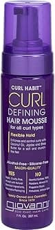 GIOVANNI Curl Defining Hair Mousse - Mousse for Curly Hair, Volumizing Hair Foam for Women & Men, Foaming Texture for Curls & Wavy Hair, Alcohol Free, Defining & Enhancing - 7 Fl Oz (Pack of 1)