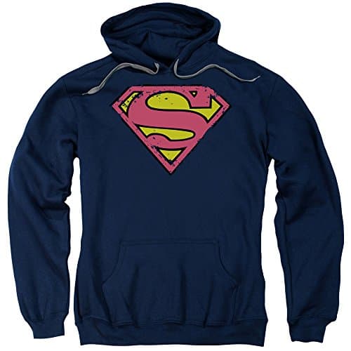 Superman DC Comics Distressed Shield Adult Dark Navy Pull-Over Hoodie Apparel