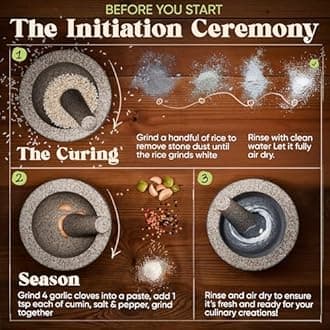 ChefSofi 1.5 Cup-Capacity Mortar and Pestle Set - Unpolished Heavy Granite for Enhanced Performance and Organic Appearance